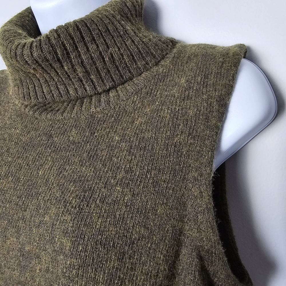 J.Crew Mercantile Womens Wool Blend Turtleneck Vest M Olive Green Academic Fall - Picture 2 of 10
